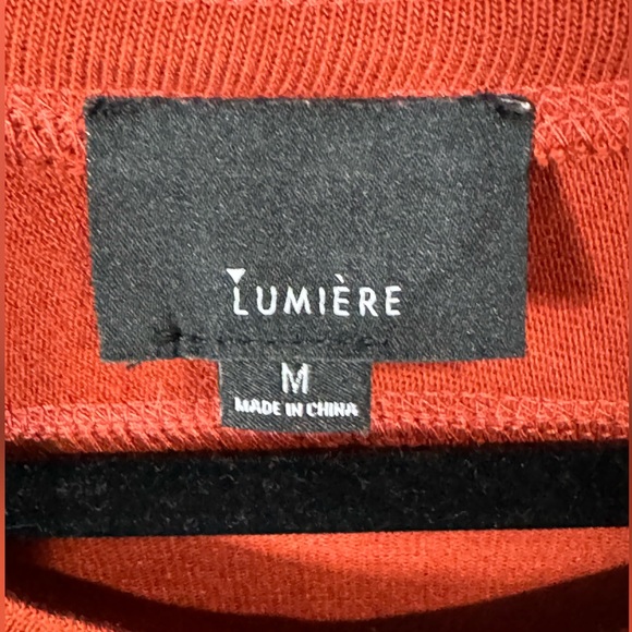 Deep Orange/Rust Lumiere Long Sleeve Top Size Medium Round Neck Relaxed Fit - Picture 7 of 8